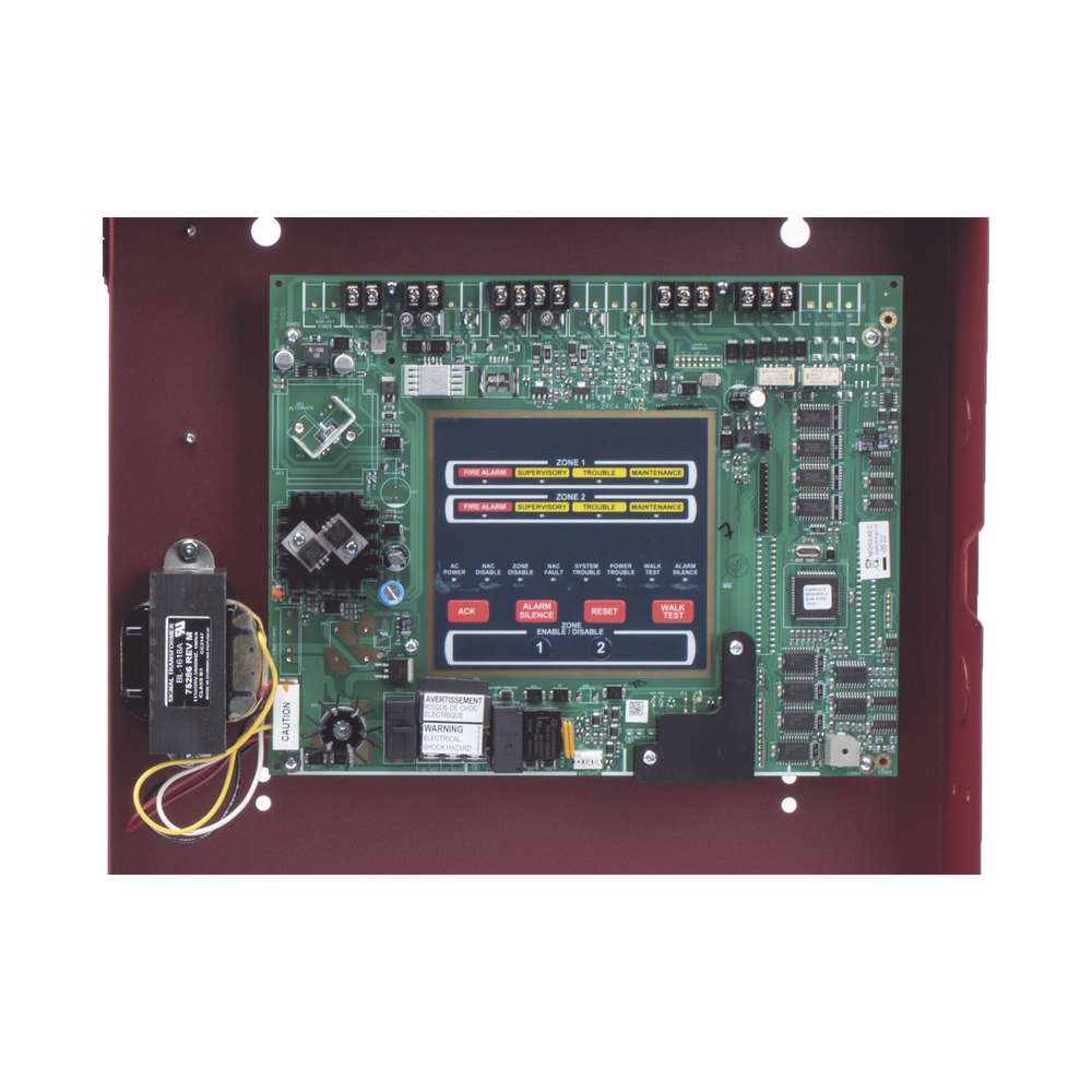 Fire Alarm Control Panel, 2-Zone, Class B, 24VDC, One Class B NAC. INTERIOR