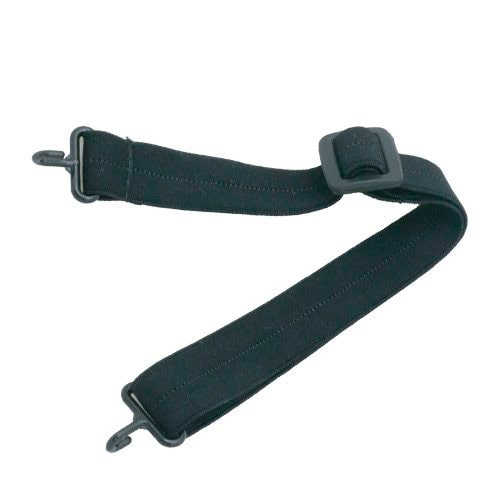 Barbiquejo de tirante elastico color negro con ganchos en los extremos para casco de seguridad.