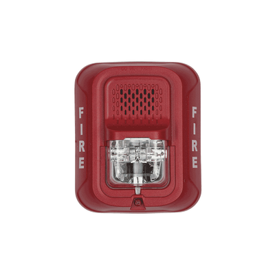 [SIF00A-P2RL] Sirena con Lámpara Estroboscópica / a 2 Hilos / Montaje en Pared / 12 o 24 Vcd / Configuración Estroboscópica Seleccionable / Texto en Inglés / Color Rojo