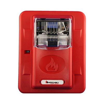 Wall mount strobe, 24VDC, 15/75CD, red.