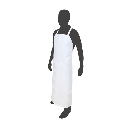 [SIF10-DD-1155] Mandil blanco unitalla de protección personal elaborado en polímero de alta resistencia “HRP” (material aislante que presenta una gran resistencia a la electricidad), tirantes de 1.8 cm de ancho, resistente al corte, refuerzos plásticos de PVC, de alta resistencia, medida: 0.90 m x 1.15 m