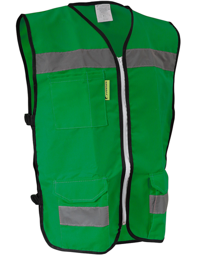 [SIF10-SR-3040VCRGD] Chaleco rescatista abierto verde algodon/poliester con reflejante talla gd