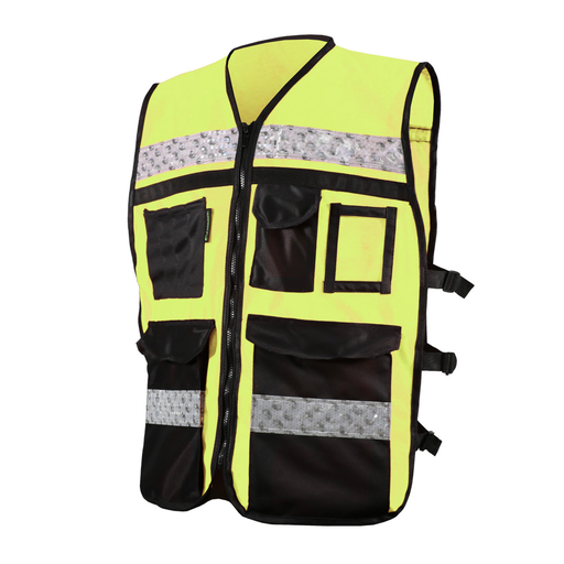 [SIF10-ECO-2080AMCRGD] CHALECO ECOFRIENDLY AMARILLO ABIERTO TIPO RESCATISTA DE ALTA VISIBILIDAD T-GD